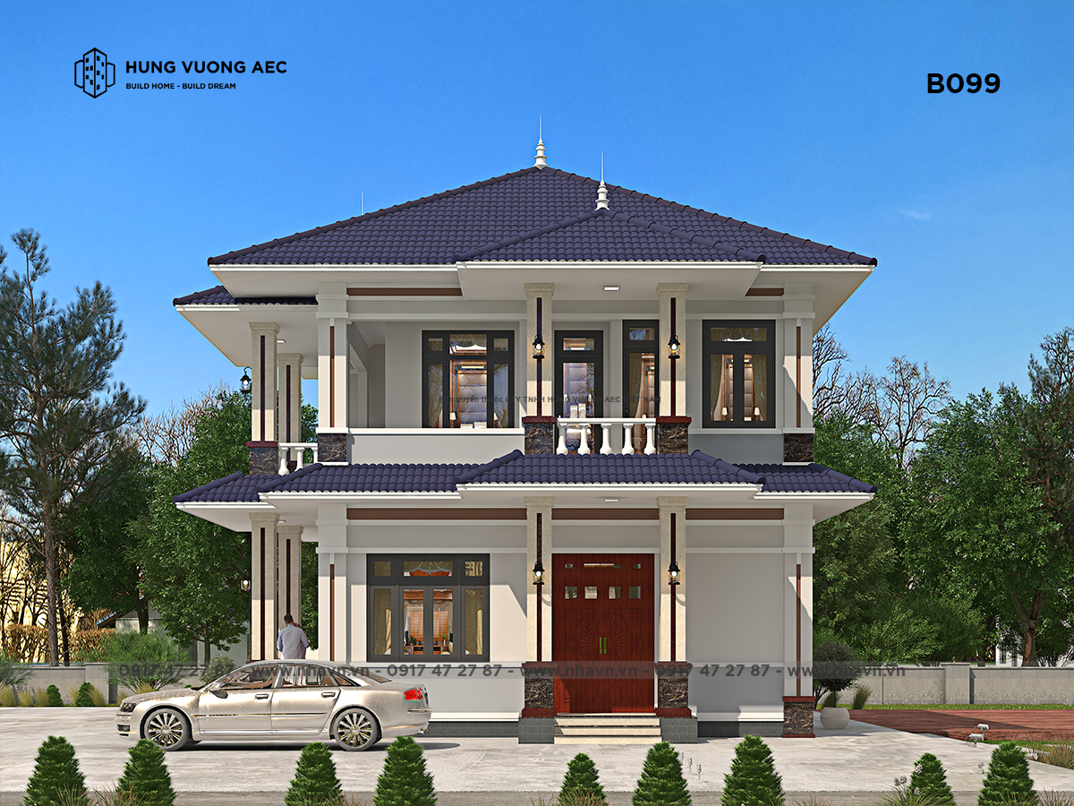Thiết kế nhà 2 tầng chữ L 4 phòng ngủ đẹp diện tích 100m2 ở quê BT122079   Kiến trúc Angcovat