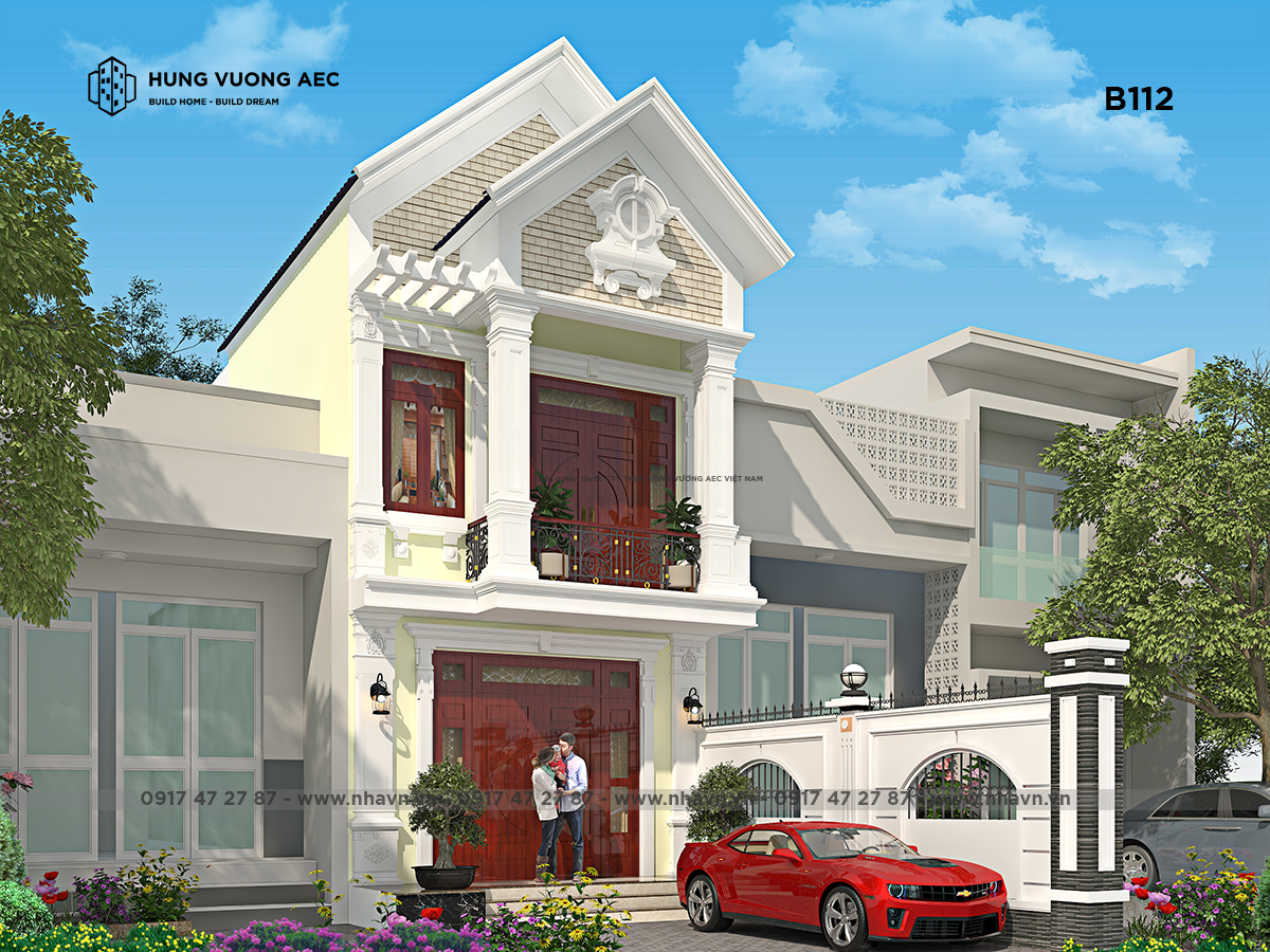 Mẫu thiết kế nhà 2 tầng 3 phòng ngủ 1 phòng thờ đẹp năm 2023 - Kiến Thiết  Việt
