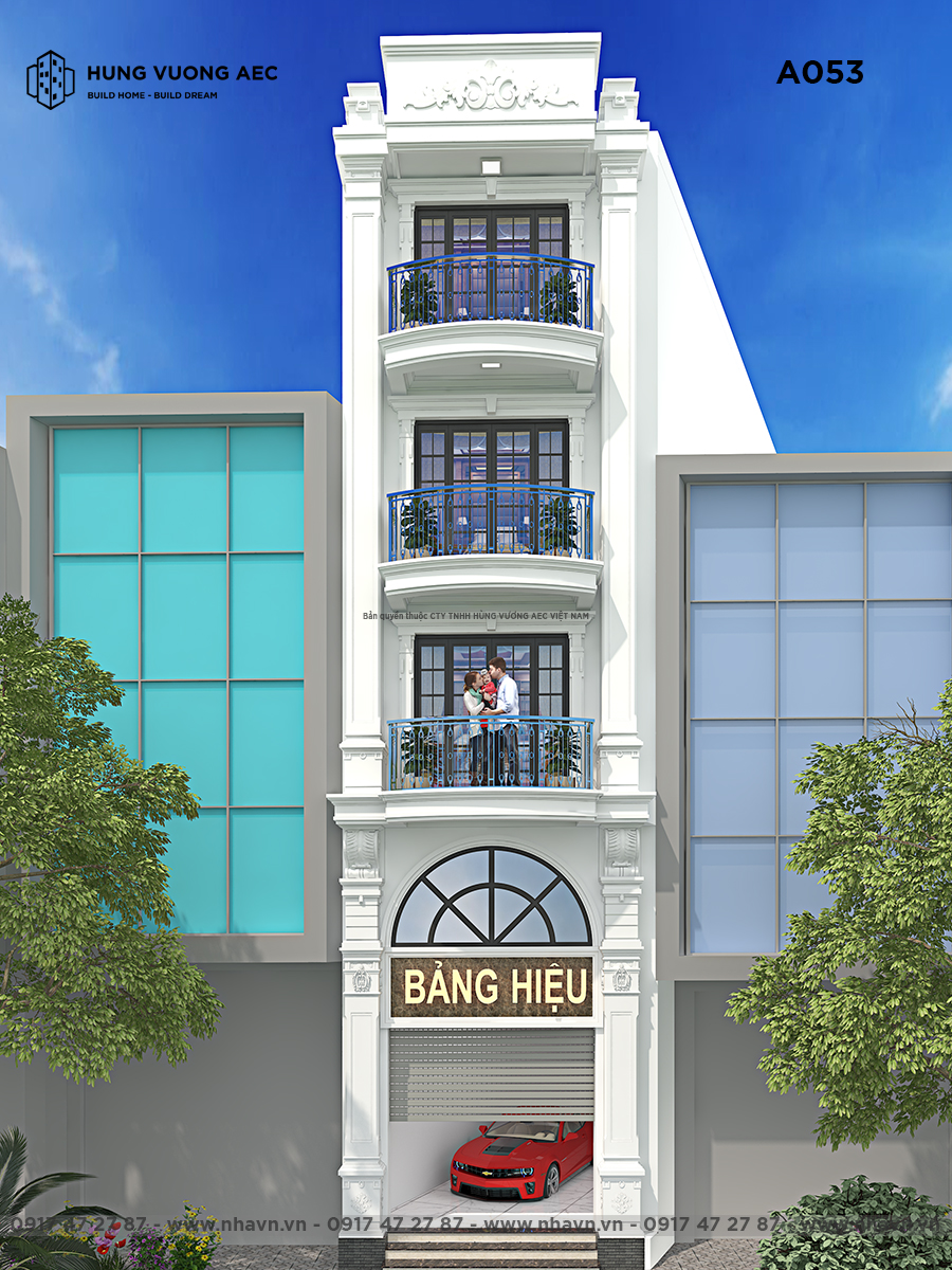 Thiết kế xây dựng nhà phố đẹp tân cổ điển 3 tầng 5x20m tại Phan Thiết